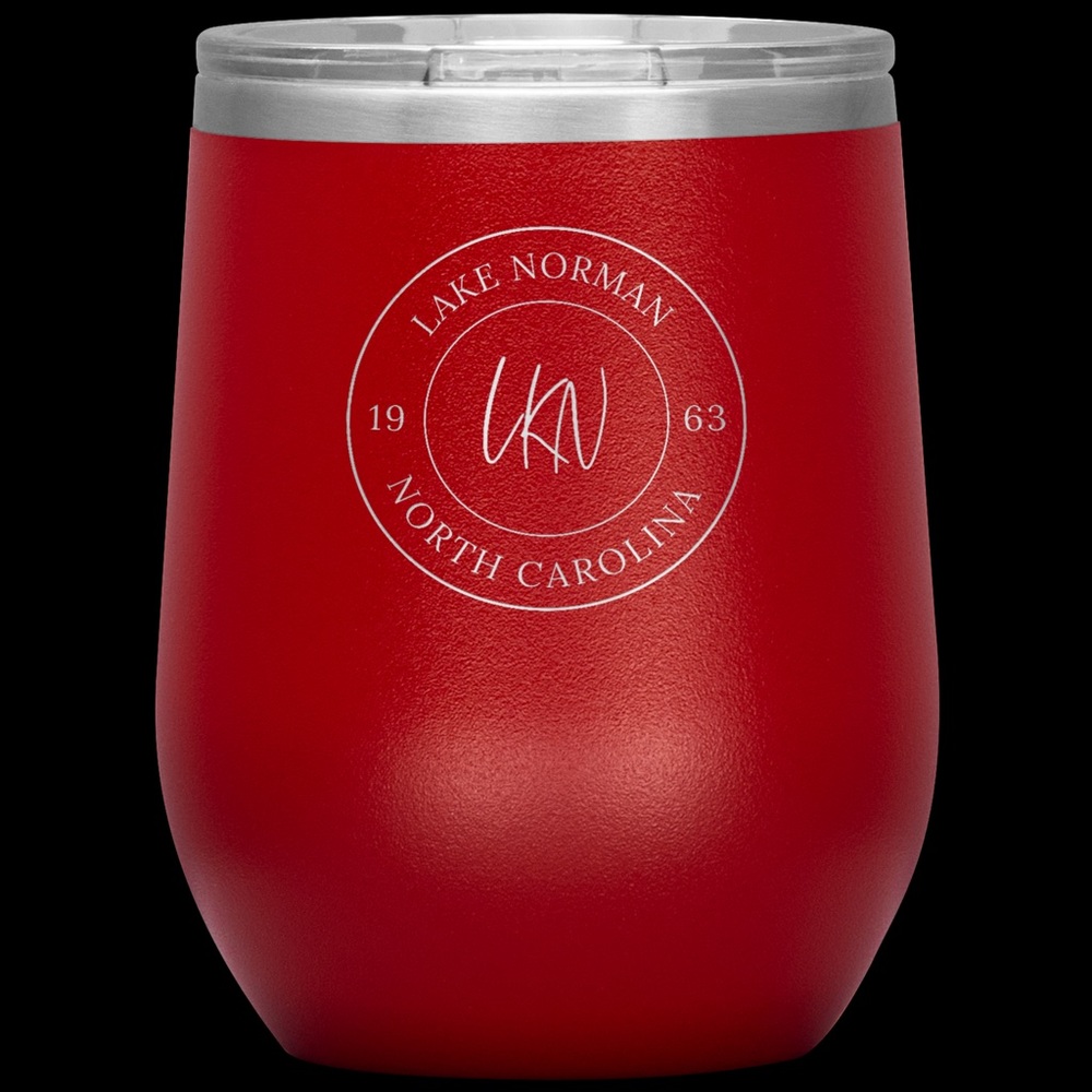 (RED) Lake Norman Wine Tumbler
